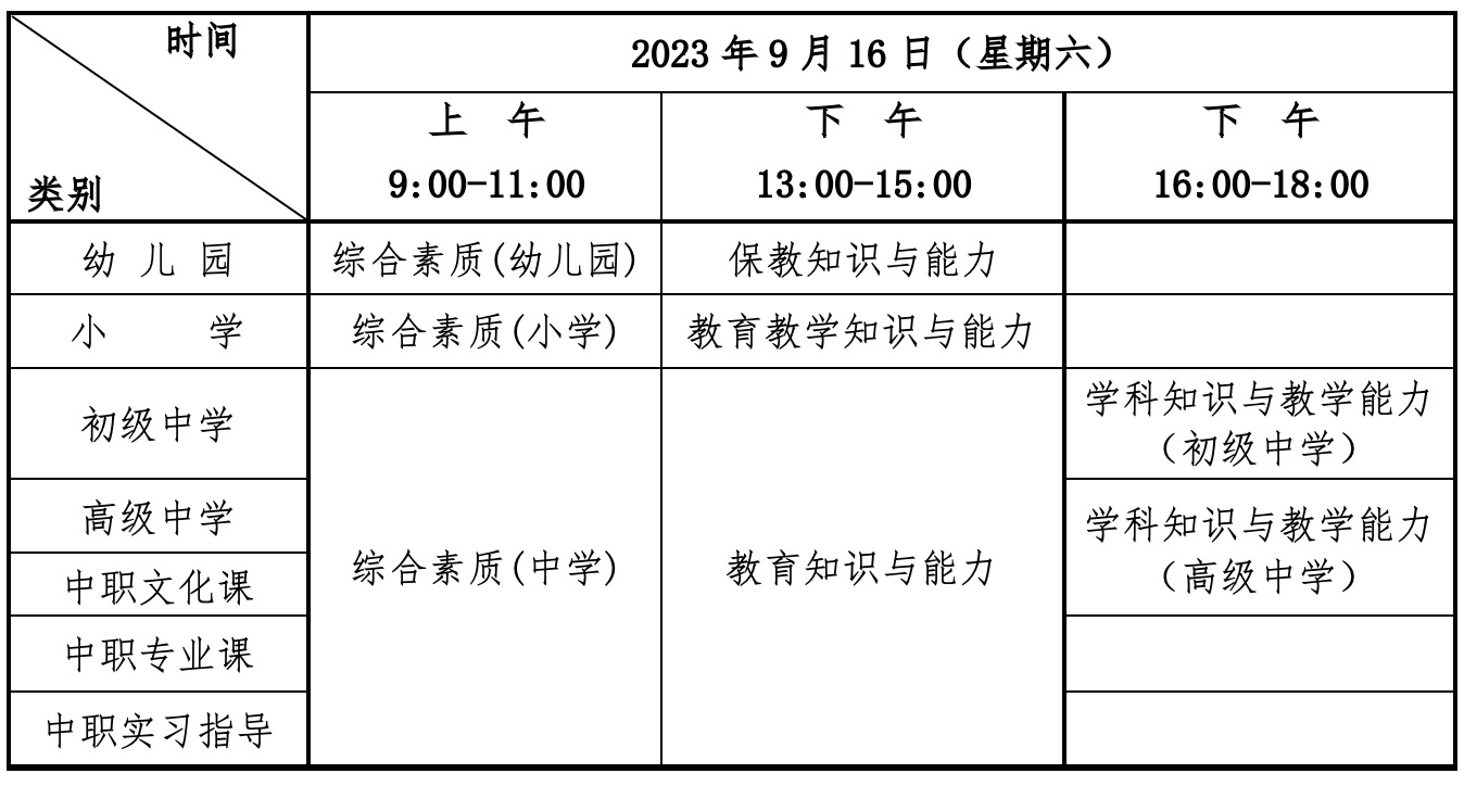 内蒙古2023年下半年全国中小学教师资格考试（笔试）报名公告