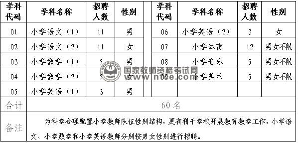 珠海香洲区招聘小学教师岗位表
