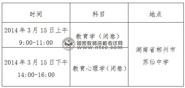 湖南省2014年非师范生“两学”考试时间安排表