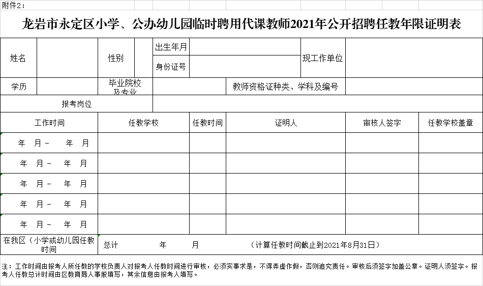 福建龙岩市永定区2021年招聘新任教师公告